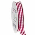 Floristik24 Gift ribbon checkered red 15mm 20m