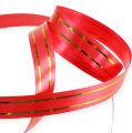 Floristik24 Gift ribbon 2 gold stripes on red 10 mm 250m