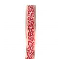 Floristik24 Gift ribbon berry bush jacquard with wire edge red, crème 25mm L15m