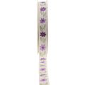 Floristik24 Gift ribbon flowers cotton ribbon purple white 15mm 20m