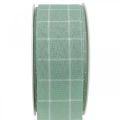 Floristik24 Gift ribbon green pastel checkered deco ribbon 35mm 20m