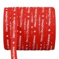 Floristik24 Gift ribbon red &quot;Merry Christmas&quot; cotton 10mm 100m