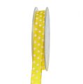 Floristik24 Gift ribbon with dots yellow 15mm 20m