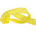 Floristik24 Gift ribbon with dots yellow 15mm 20m