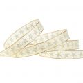 Floristik24 Gift ribbon with stars cream, gold 15mm 20m