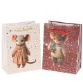 Floristik24 Christmas gift bag with mouse motif, 16cm, 2 pieces