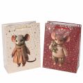 Floristik24 Gift bag with mouse motif and stars for Christmas, 24cm, 2 pieces