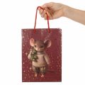 Gift bag with mouse motif and stars for Christmas, 24cm, 2 pieces | Floristik24.ie