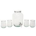 Floristik24 Glass Beverage Dispenser with Tap and 4 Glasses H25.5cm
