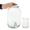 Glass Beverage Dispenser with Tap and 4 Glasses H25.5cm | Floristik24.ie