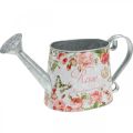 Floristik24 Nostalgic decorative jug, jug made of metal, planter with roses H15.5cm L28.5cm