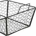 Wire basket with handle flower basket metal black L×W33cm