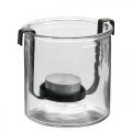 Floristik24 Lantern glass with tea light holder black metal Ø9×H10cm