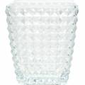 Floristik24 Glass lantern cube faceted pattern, table decoration, vase made of glass, glass decoration 2pcs