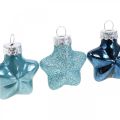 Floristik24 Mini Christmas tree decorations mix glass blue, glitter assorted 4cm 12pcs