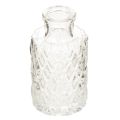 Floristik24 Mini glass vase with diamond pattern, small table vase, bottle, transparent, 9cm, 6 pieces