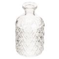 Floristik24 Glass bottle with diamond pattern, decorative bottle, vase, small, 13cm, 6 pieces
