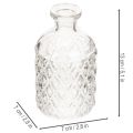 Glass bottle with diamond pattern, decorative bottle, vase, small, 13cm, 6 pieces | Floristik24.ie