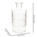 Glass bottle with pattern, cylindrical, clear, decorative vase, 15cm, 6 pieces | Floristik24.ie