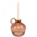 Floristik24 Candlestick glass rod candle brown decorative jug glass H15.5cm