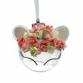Floristik24 Christmas bauble unicorn with LED light chain and flowers yellow, red, transparent glass, paper roses Ø8cm For batteries