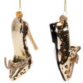 Glass shoe ornament with leopard print Christmas tree decoration 13cm 2pcs | Floristik24.ie