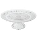 Floristik24 Glass plate on foot Flat glass bowl with pattern Clear Ø25cm