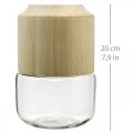 Floristik24 Glass vase with wooden decorative vase for dry floristry H20cm