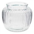 Floristik24 Ribbed glass vase Ø14cm H13cm