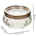 Glass tealight holders with decorative metal rim, 6cm, 4 pieces | Floristik24.ie