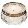 Glass tealight holders with decorative metal rim, 6cm, 4 pieces | Floristik24.ie