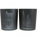 Floristik24 Lanterns, tea light holder glass Christmas black Ø7cm 2pcs
