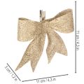 Glitter bow, decorative bow, gold with clip, 11cm, 4 pieces | Floristik24.ie
