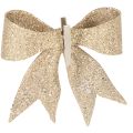 Glitter bow, decorative bow, gold with clip, 11cm, 4 pieces | Floristik24.ie