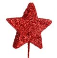 Floristik24 Glitter star on wire 5cm red L23cm 48pcs