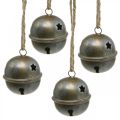 Floristik24 Christmas bells, bells with stars, advent decoration metal antique look H5.5cm Ø5cm 4pcs