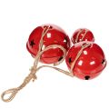 Red metal bells, set of 3,