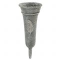 Floristik24 Grave vase with feather gray 25.5cm 2pcs