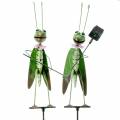 Floristik24 Grasshopper garden plug metal green H114cm 2pcs