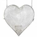 Hanging decoration wire heart, tealight holder for hanging 29×27.5cm