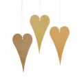 Floristik24 Hanging decoration window metal hearts, decorative hearts to hang up beige/yellow/orange H10cm 6pcs