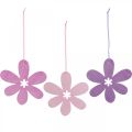 Floristik24 Decorative flower wooden pendant wooden flower purple/rose/pink Ø12cm 12pcs