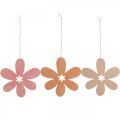 Floristik24 Deco flower wooden pendant wooden flower orange/pink/yellow 12 pieces