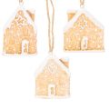 Gingerbread House Ceramic Hanging Decoration Winter Christmas Decoration 6cm 3pcs | Floristik24.ie