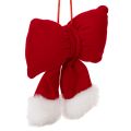Floristik24 Fabric bow made of flannel with plush trim, for hanging, 15cm