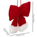 Fabric bow made of flannel with plush trim, for hanging, 15cm | Floristik24.ie