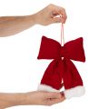 Decorative flannel bow with plush trim for hanging, 25cm | Floristik24.ie