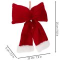 Decorative flannel bow with plush trim for hanging, 25cm | Floristik24.ie