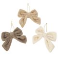 Floristik24 Decorative plush bow with hanger, 16cm, 3 pieces
