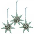 Floristik24 Christmas pendant deco star to hang Mint 4pcs